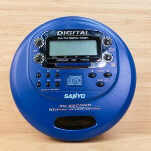 Sanyo CDP437 Portable CD Player / AM/FM Radio Digital Tuner / Blue / Works